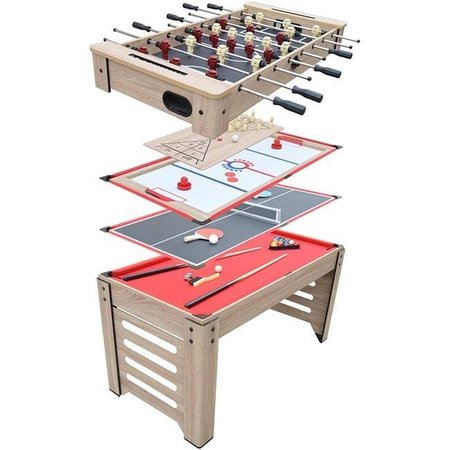 BLUE WAVE Blue Wave BG5017 54 in. Madison 6-in-1 Multi Game Table with Foosball & Billiards; Driftwood BG5017